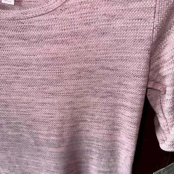 Lularoe small pink waffle texture Julia T-shirt‎ dress with black micro stripes. - Picture 3 of 7